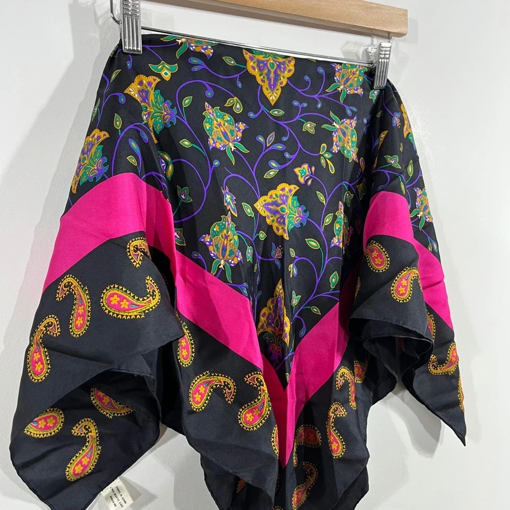 Bill Blass VTG 90s Silk Scarf Old Money Retro Paisley Floral Large Square 30x30